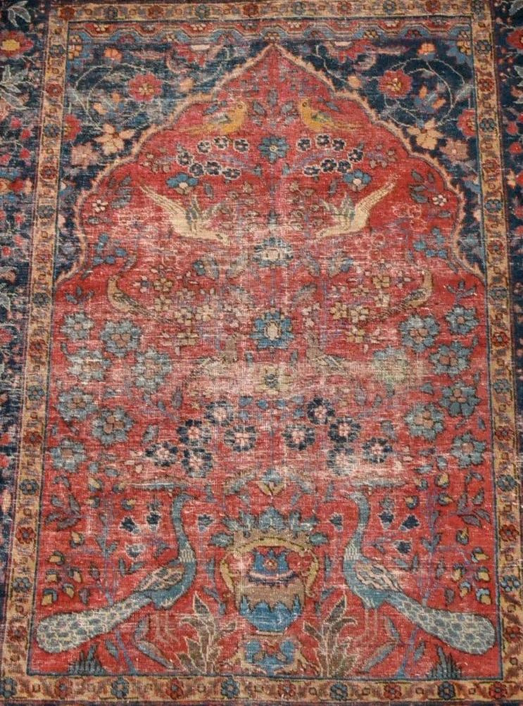 Tapis Tabriz, Kadjar, 138 x 178 cm, laine nouée main, Iran, XIXème siècle, vision du paradis-photo-2