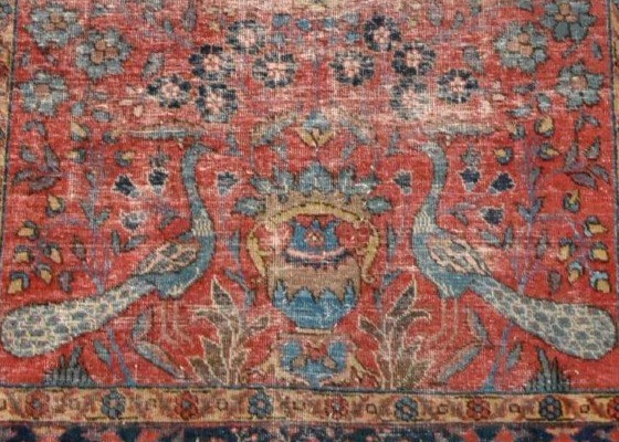 Tapis Tabriz, Kadjar, 138 x 178 cm, laine nouée main, Iran, XIXème siècle, vision du paradis-photo-2
