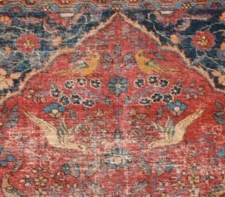Tapis Tabriz, Kadjar, 138 x 178 cm, laine nouée main, Iran, XIXème siècle, vision du paradis-photo-3