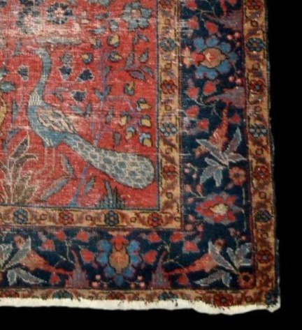 Tapis Tabriz, Kadjar, 138 x 178 cm, laine nouée main, Iran, XIXème siècle, vision du paradis-photo-4