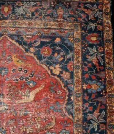 Tapis Tabriz, Kadjar, 138 x 178 cm, laine nouée main, Iran, XIXème siècle, vision du paradis-photo-5