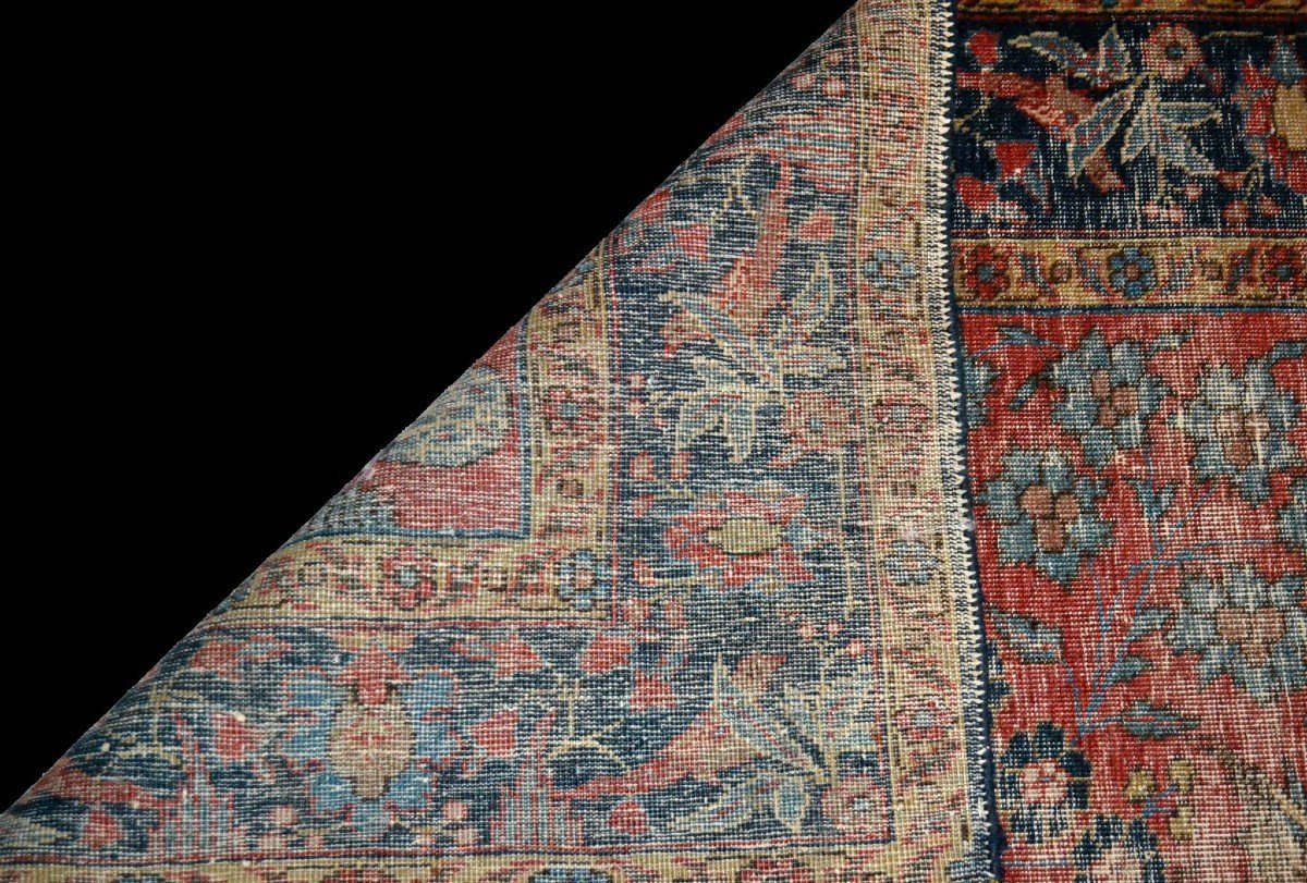 Tapis Tabriz, Kadjar, 138 x 178 cm, laine nouée main, Iran, XIXème siècle, vision du paradis-photo-6