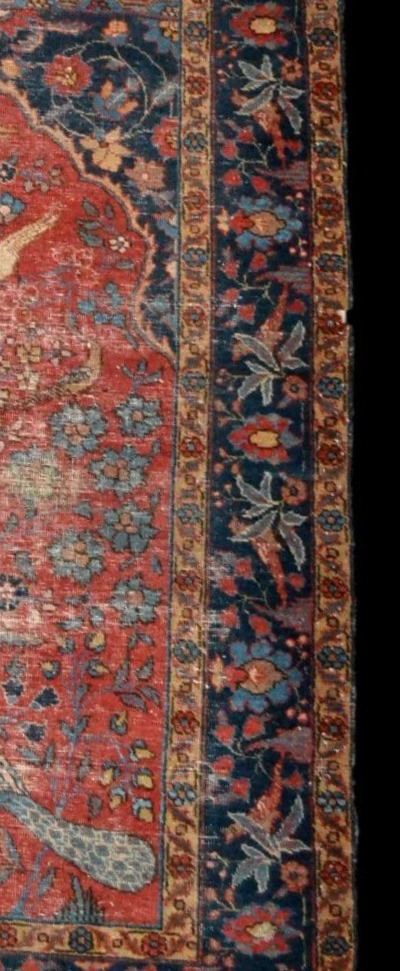 Tapis Tabriz, Kadjar, 138 x 178 cm, laine nouée main, Iran, XIXème siècle, vision du paradis-photo-7