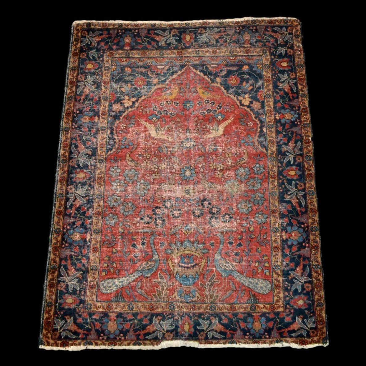 ✦vintage rug✦　138cm×70cm　インド産　ダブルノット Proantic: Tabriz And Kadjar Rug, 138 X 178 Cm, Hand-knotted Wool, Iran