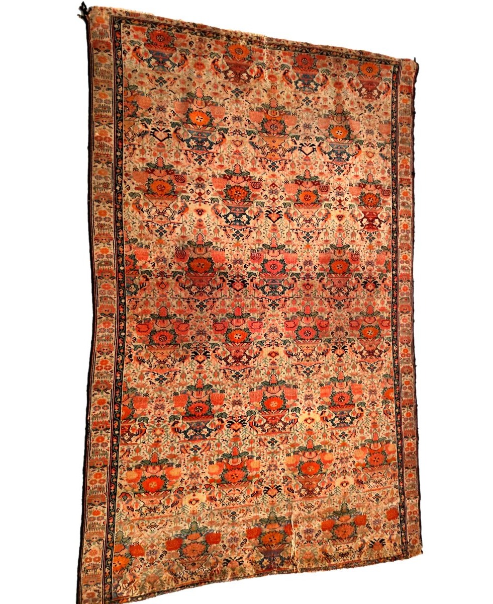 Tapis Afshar floral, 120 x 188 cm, noué main, dynastie Kadjar en Iran, 1890 - 1920, à restaurer-photo-7