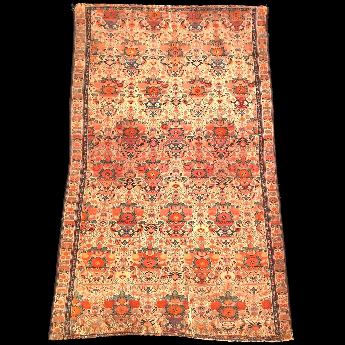 Tapis Afshar floral, 120 x 188 cm, noué main, dynastie Kadjar en Iran, 1890 - 1920, à restaurer