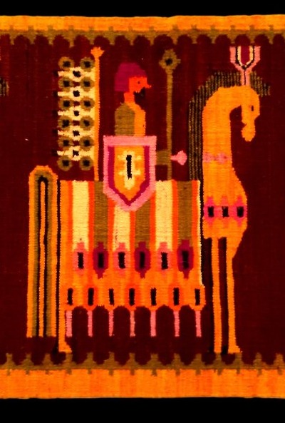 Kilim tableau Maria Domanska, Pologne, 80 x 150 cm, vers 1970 - 1980, laine et lin , parfait -photo-3