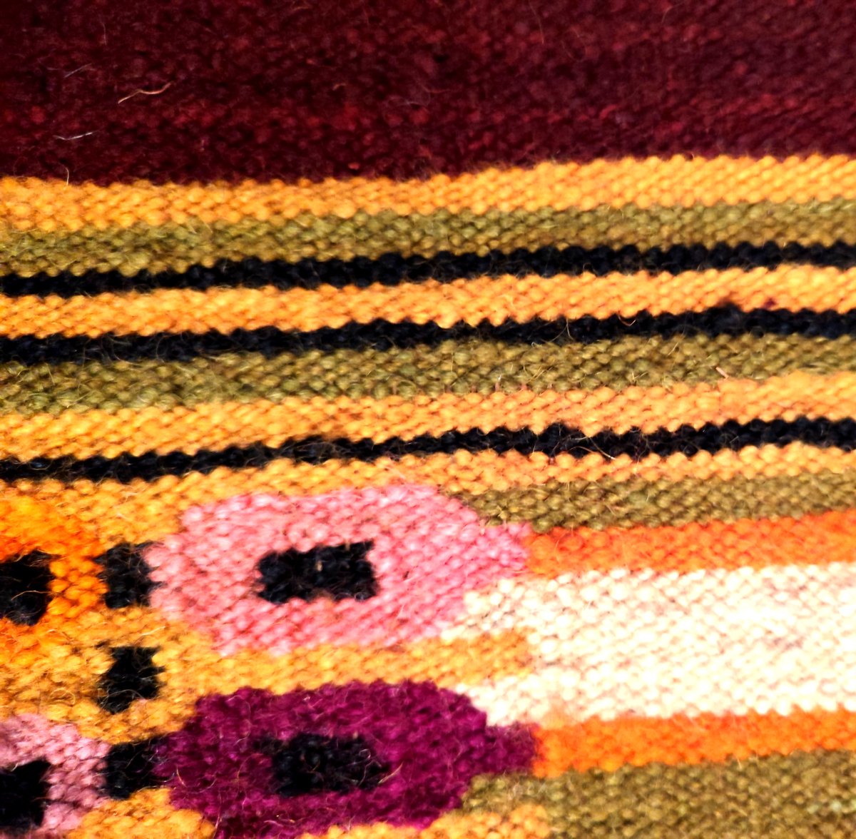 Kilim tableau Maria Domanska, Pologne, 80 x 150 cm, vers 1970 - 1980, laine et lin , parfait -photo-4