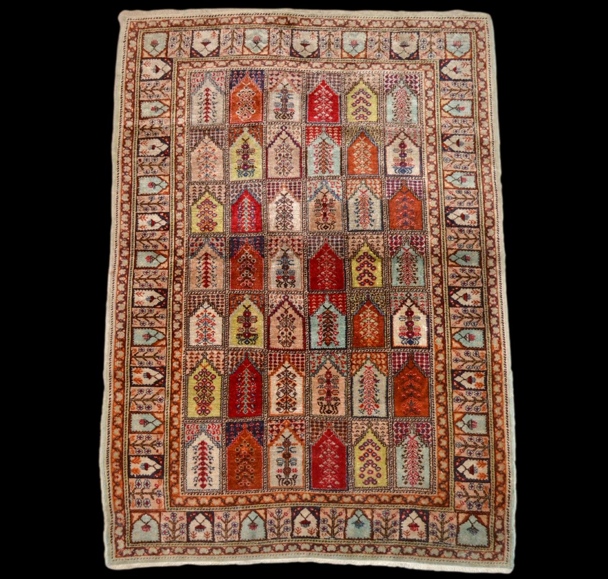 Kilim tableau Maria Domanska, Pologne, 80 x 150 cm, vers 1970 - 1980, laine et lin , parfait -photo-8