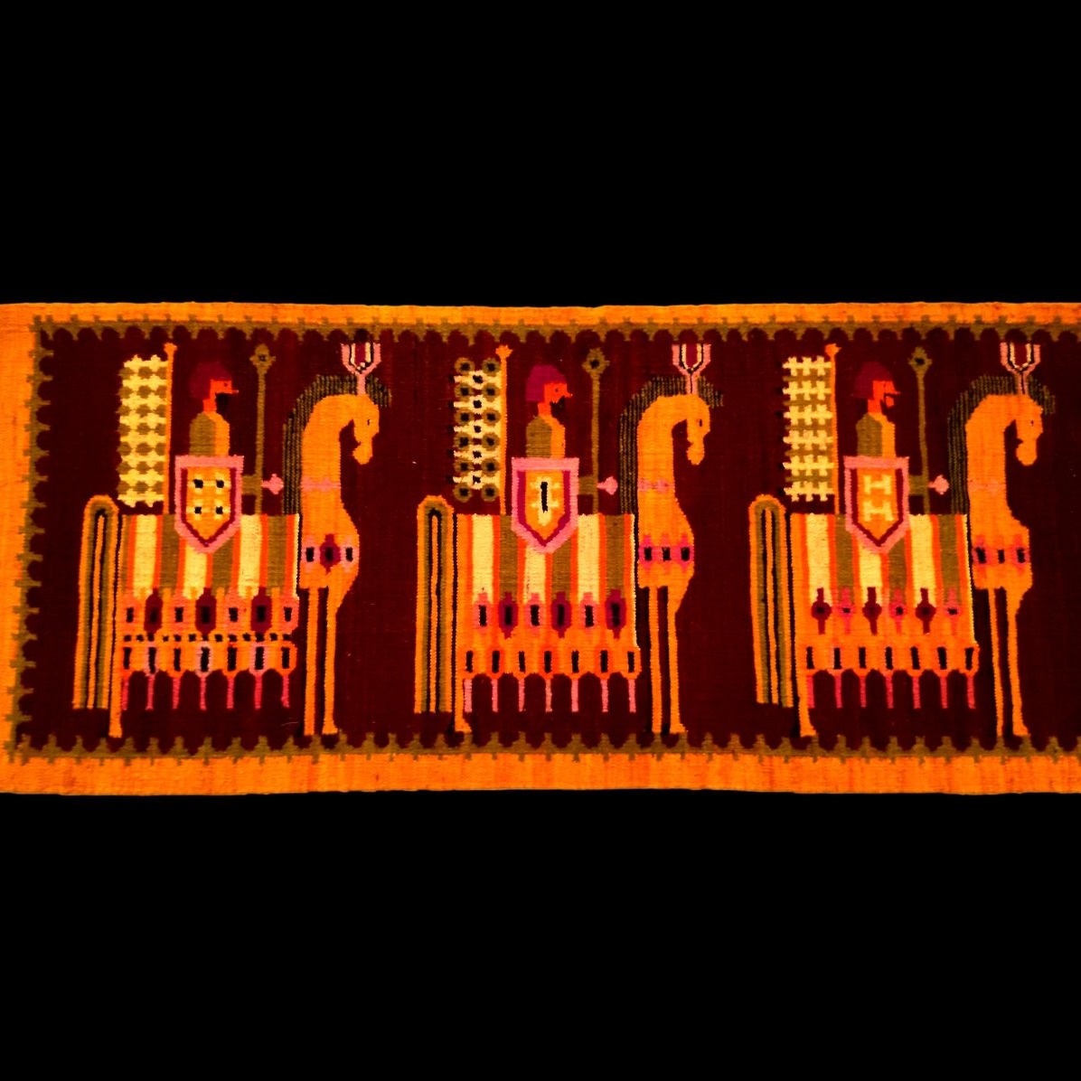 Kilim tableau Maria Domanska, Pologne, 80 x 150 cm, vers 1970 - 1980, laine et lin , parfait 