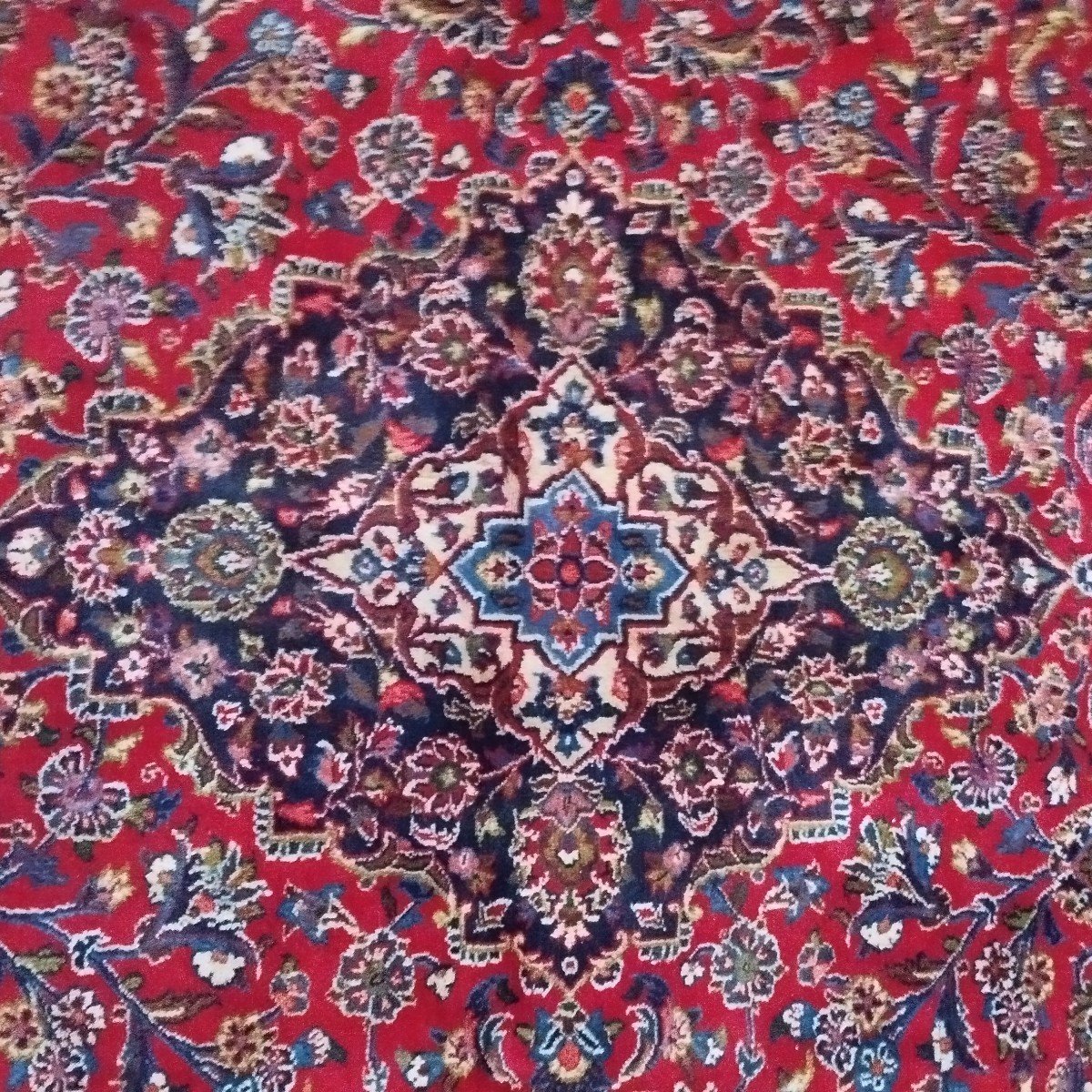 Floral Kashan Rug, 295 X 378 Cm, Hand-knotted Kork Wool From Iran, 1980, In Perfect Condition-photo-1