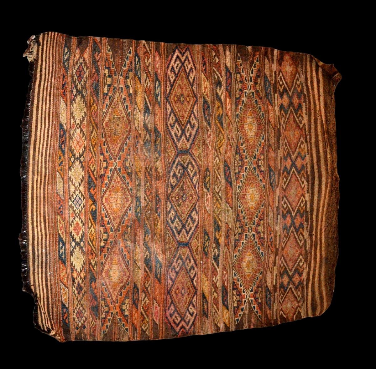 Mafrash, Shahsavan Kilim From The Moghan Tribe, 97 X 112 Cm, Wool/wool, Woven In The Sumak Style, 19th Century-photo-2