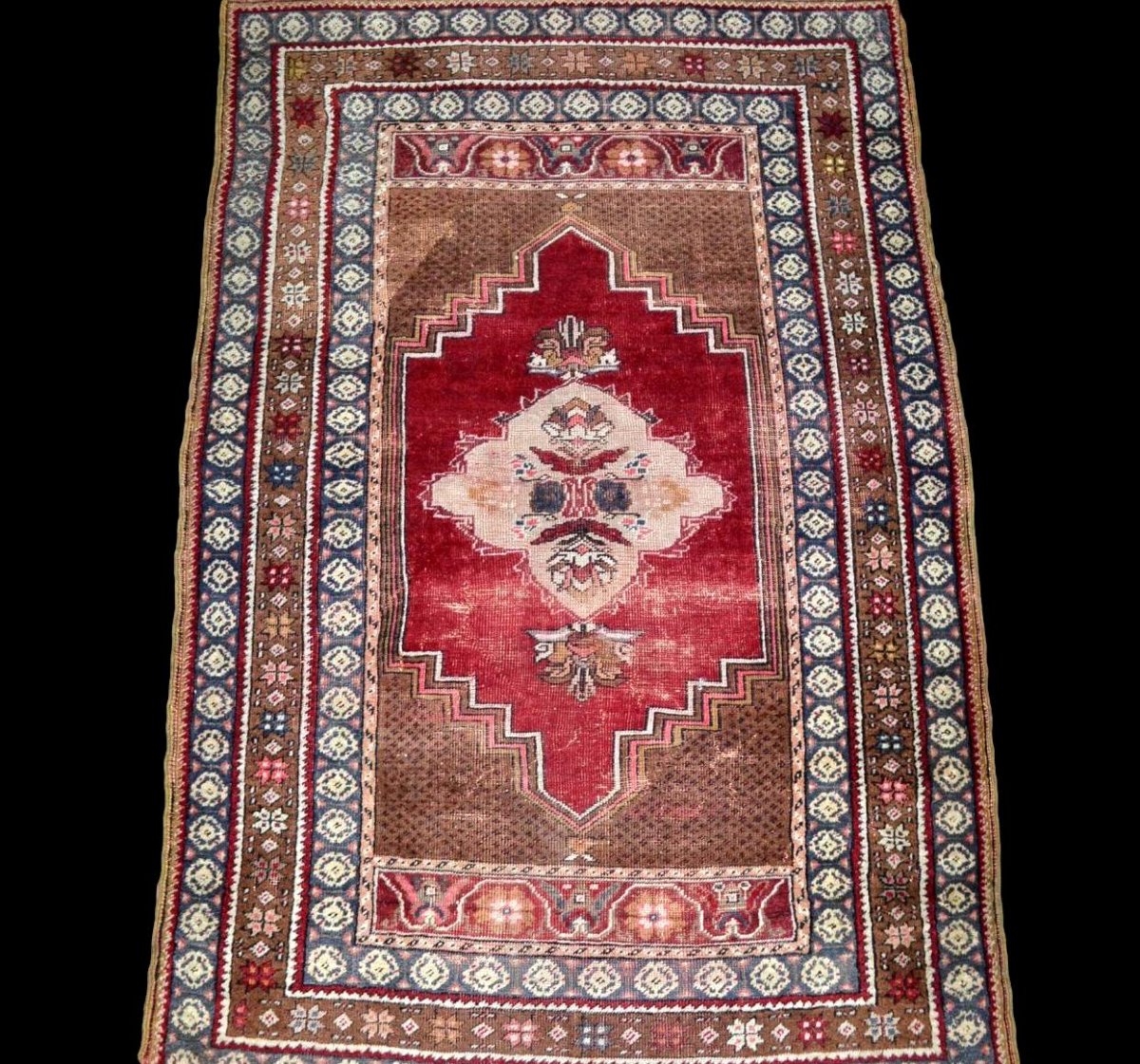 Kilim tableau d'Olekay, "le hun", Pologne, 75 x 100 cm, vers 1970, laine et lin , parfait état-photo-8