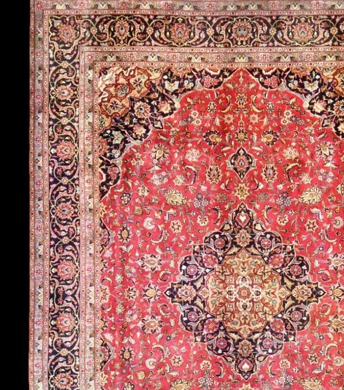 Kashmar Rug, 290 X 395 Cm, Hand-knotted Kork Wool, Made In Iran Around 1980–1990, In Perfect Condition-photo-3