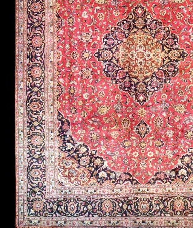 Kashmar Rug, 290 X 395 Cm, Hand-knotted Kork Wool, Made In Iran Around 1980–1990, In Perfect Condition-photo-2