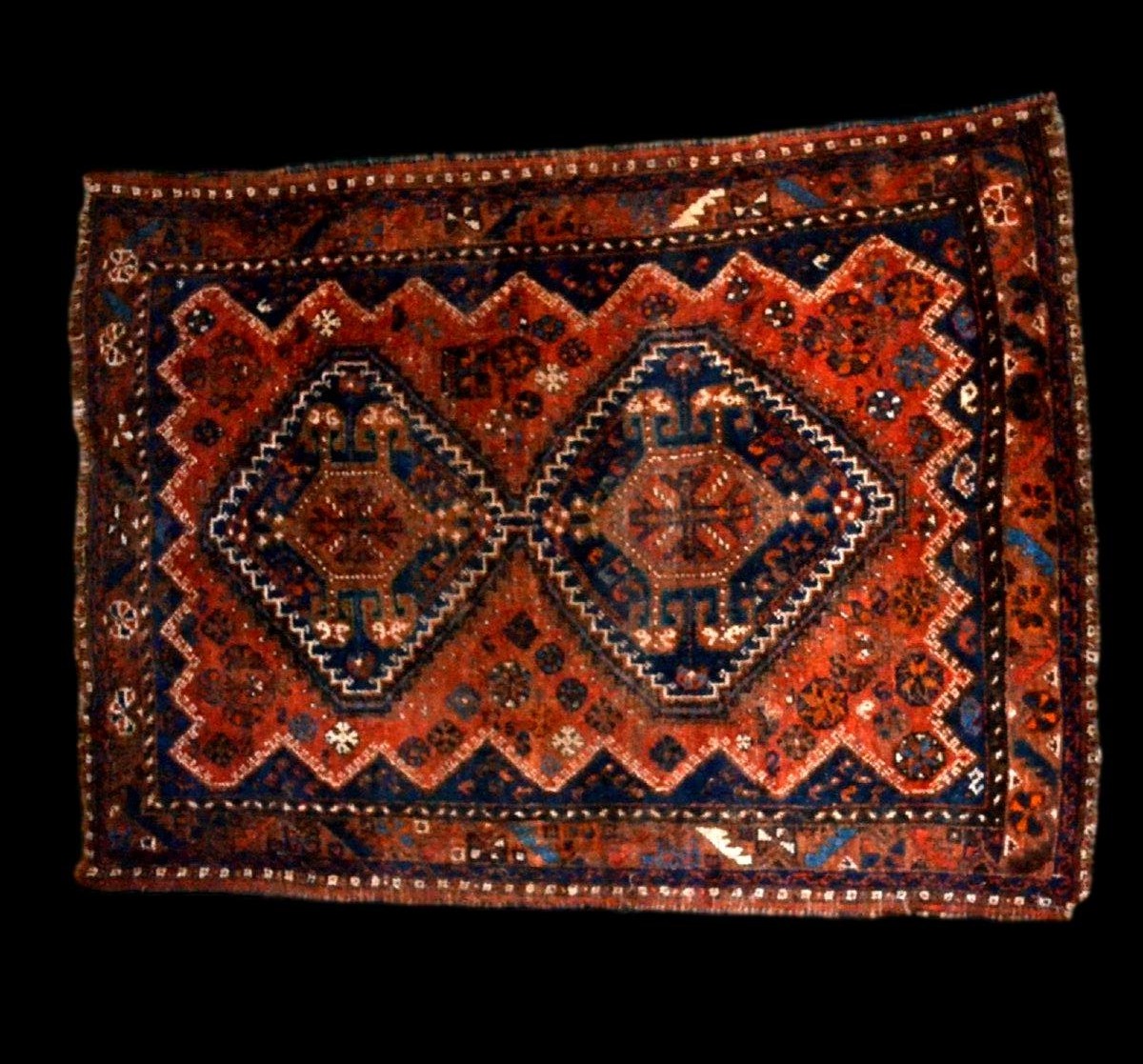 Tapis Gashghaï, 115 x 152 cm, laine sur laine nouée main en Iran vers 1900 - 1920-photo-3