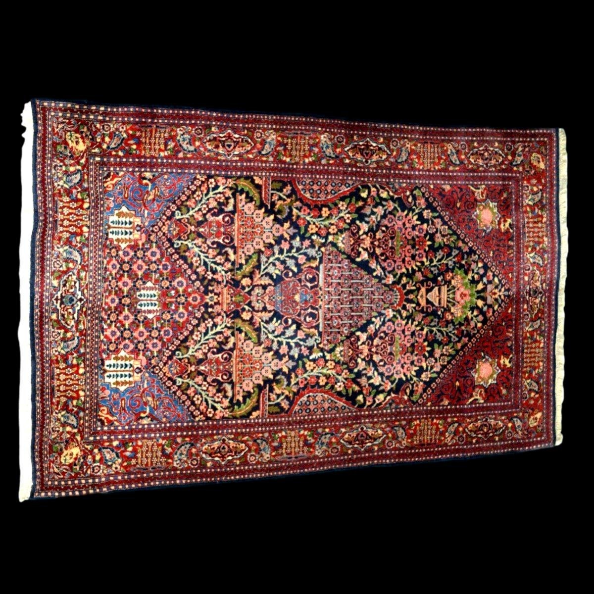 Floral Kashan Rug, 128 X 202 Cm, Hand-knotted Kork Wool, Made In Iran Around 1950, In Perfect Condition-photo-2