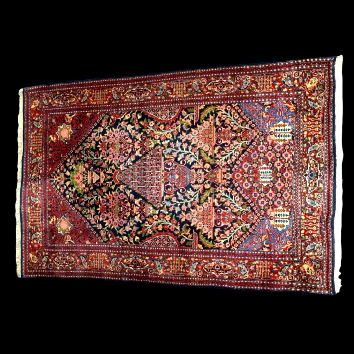 Floral Kashan Rug, 128 X 202 Cm, Hand-knotted Kork Wool, Made In Iran Around 1950, In Perfect Condition-photo-1