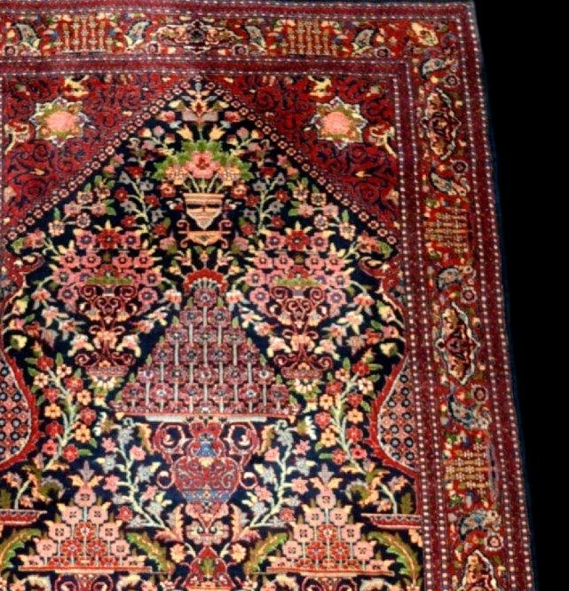 Floral Kashan Rug, 128 X 202 Cm, Hand-knotted Kork Wool, Made In Iran Around 1950, In Perfect Condition-photo-3