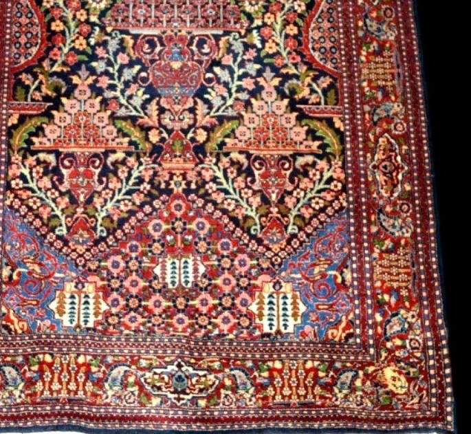 Floral Kashan Rug, 128 X 202 Cm, Hand-knotted Kork Wool, Made In Iran Around 1950, In Perfect Condition-photo-5