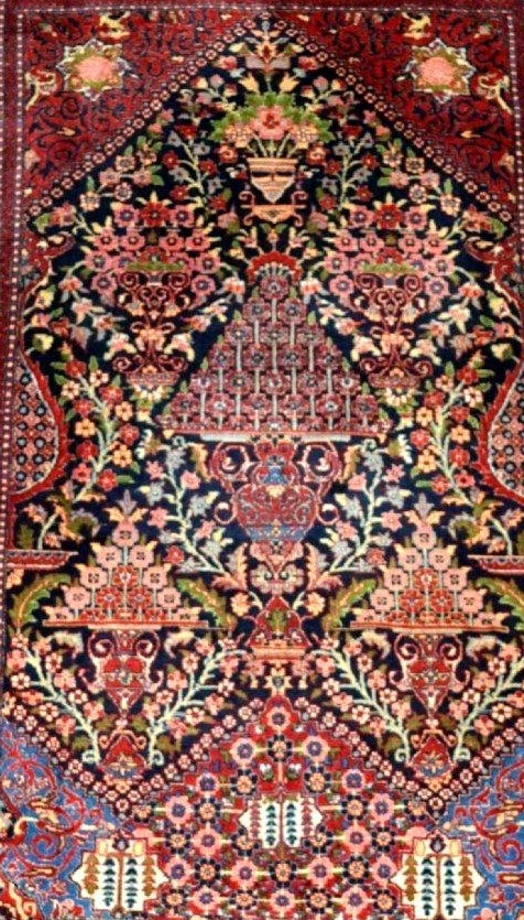 Floral Kashan Rug, 128 X 202 Cm, Hand-knotted Kork Wool, Made In Iran Around 1950, In Perfect Condition-photo-6