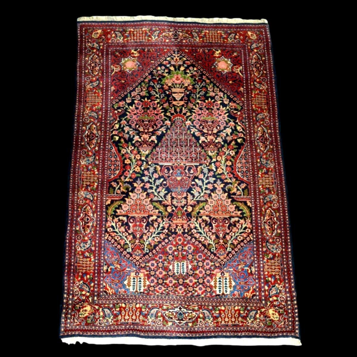 Floral Kashan Rug, 128 X 202 Cm, Hand-knotted Kork Wool, Made In Iran Around 1950, In Perfect Condition