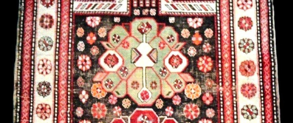 Tapis de prière Kazak, 113 x 152 cm, laine nouée main au Caucase , 1860 - 1900, bon état -photo-4