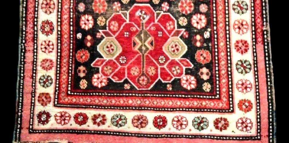 Tapis de prière Kazak, 113 x 152 cm, laine nouée main au Caucase , 1860 - 1900, bon état -photo-1