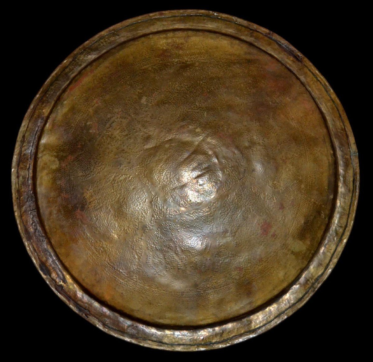 Brass Tray, 49.5 Cm In Diameter, Engraved With Calligraphic Designs, 19th Century, Middle East, Collection-photo-4