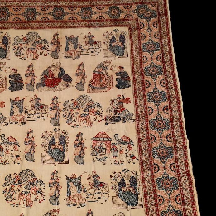 Ghalamkar, Cotton Fabric Painted With Kalam, Circa 1930–1950, Scenes From *one Thousand And One Nights*, Iran-photo-4