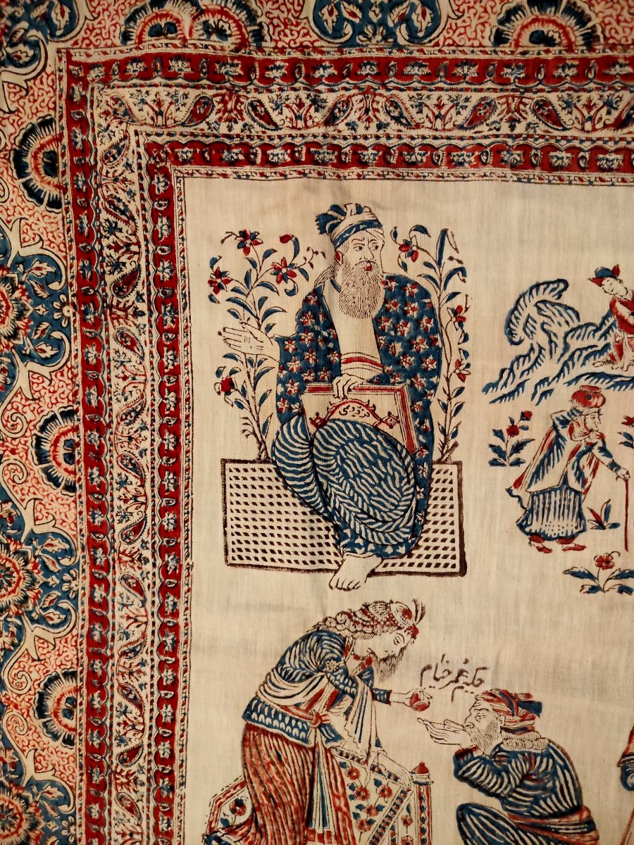 Ghalamkar, Cotton Fabric Painted With Kalam, Circa 1930–1950, Scenes From *one Thousand And One Nights*, Iran-photo-4
