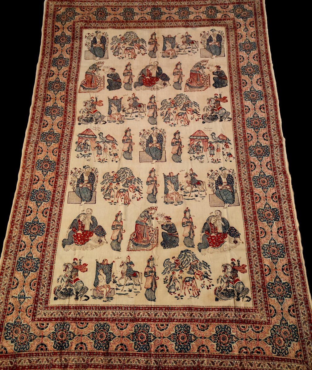 Ghalamkar, Cotton Fabric Painted With Kalam, Circa 1930–1950, Scenes From *one Thousand And One Nights*, Iran