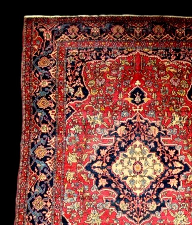 Tapis Ispahan, 145 x 202 cm, laine et soie nouées main sous la dynastie Kadjar, très bon état-photo-1