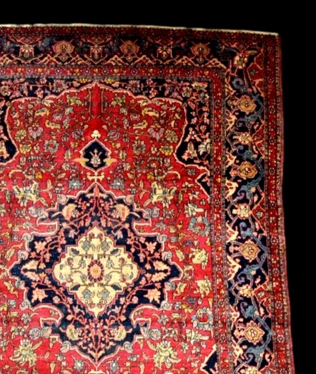 Tapis Ispahan, 145 x 202 cm, laine et soie nouées main sous la dynastie Kadjar, très bon état-photo-2