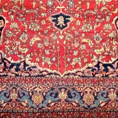 Tapis Ispahan, 145 x 202 cm, laine et soie nouées main sous la dynastie Kadjar, très bon état-photo-7