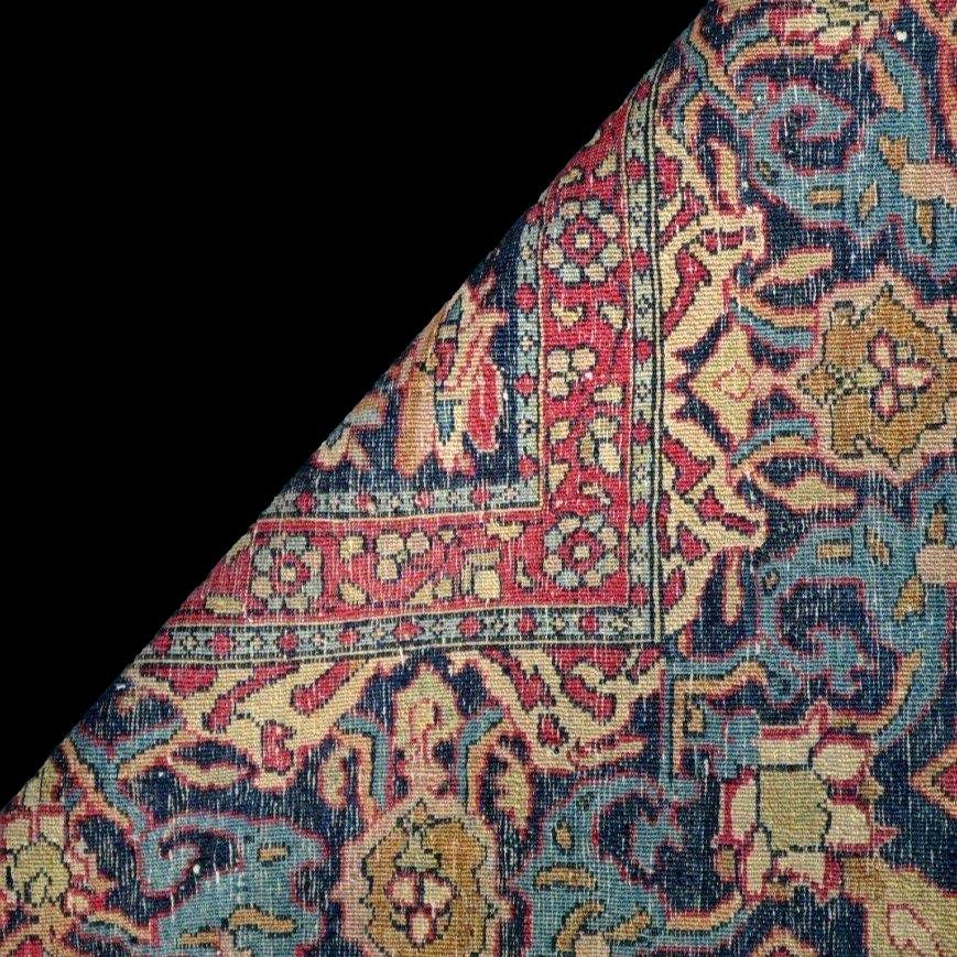 Tapis Ispahan, 145 x 202 cm, laine et soie nouées main sous la dynastie Kadjar, très bon état-photo-8