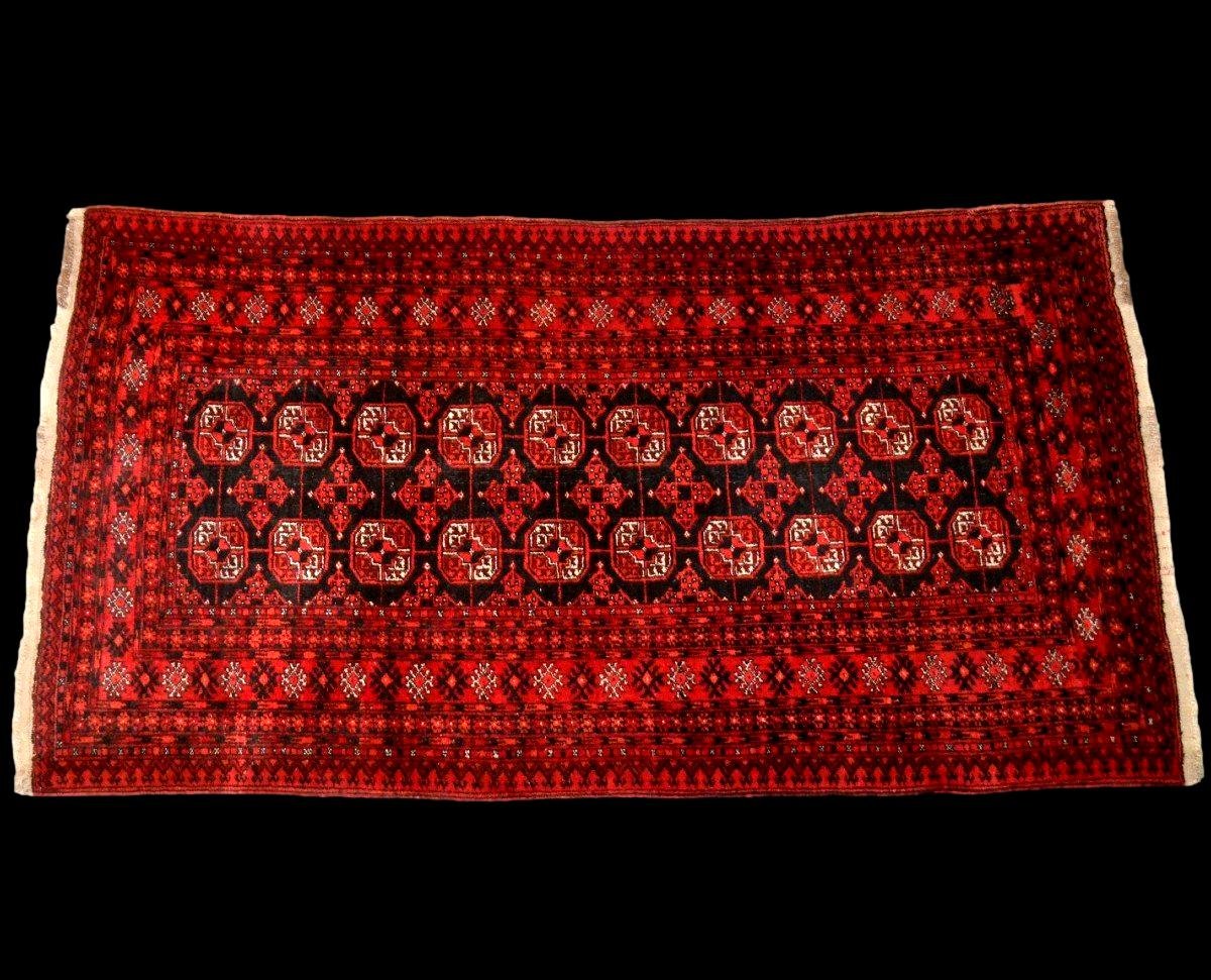 Tapis Afghan, 100 x 192 cm, laine sur laine nouées main en Afghanistan vers 1970, parfait état-photo-2