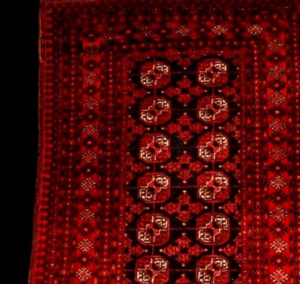 Tapis Afghan, 100 x 192 cm, laine sur laine nouées main en Afghanistan vers 1970, parfait état-photo-3