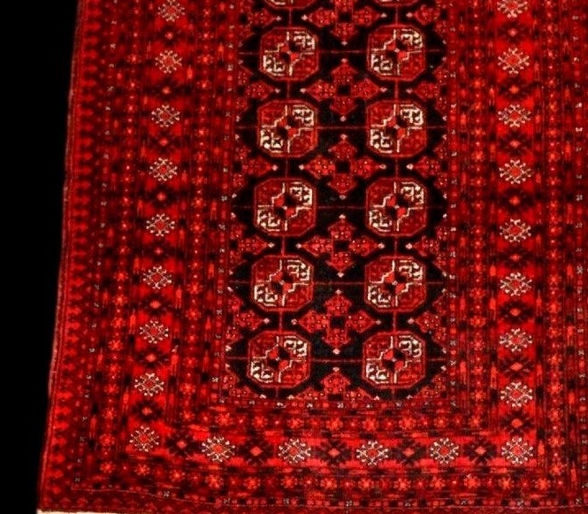 Tapis Afghan, 100 x 192 cm, laine sur laine nouées main en Afghanistan vers 1970, parfait état-photo-2