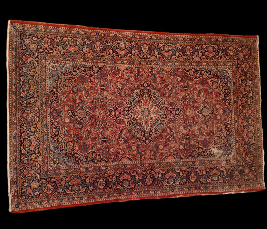 Floral Kashan Rug, 132 X 202 Cm, Finely Hand-knotted Wool From Iran, Mid-20th Century-photo-2