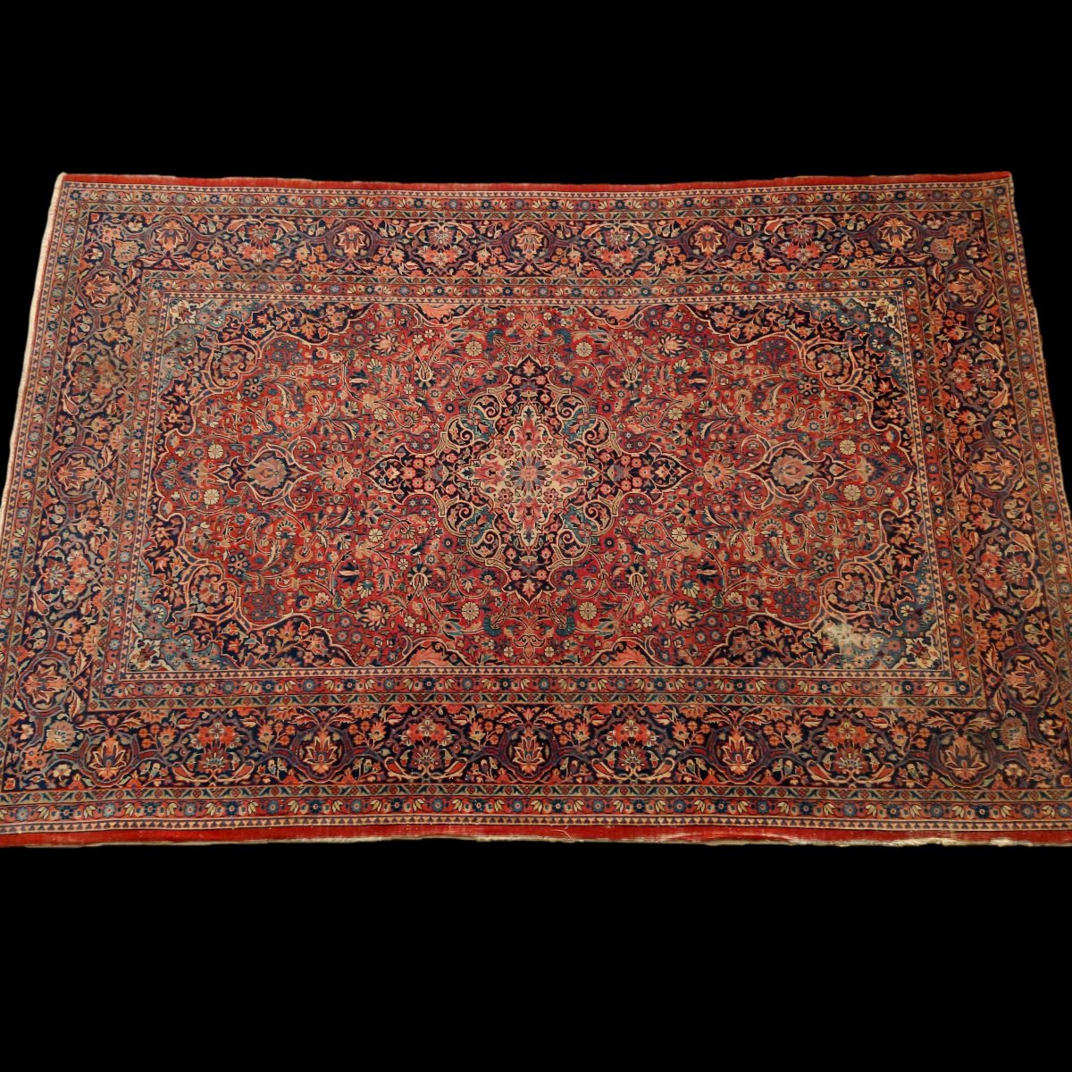 Floral Kashan Rug, 132 X 202 Cm, Finely Hand-knotted Wool From Iran, Mid-20th Century-photo-3