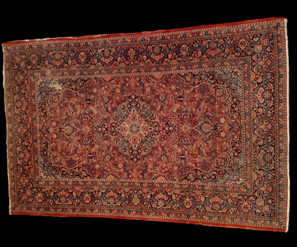 Floral Kashan Rug, 132 X 202 Cm, Finely Hand-knotted Wool From Iran, Mid-20th Century-photo-4