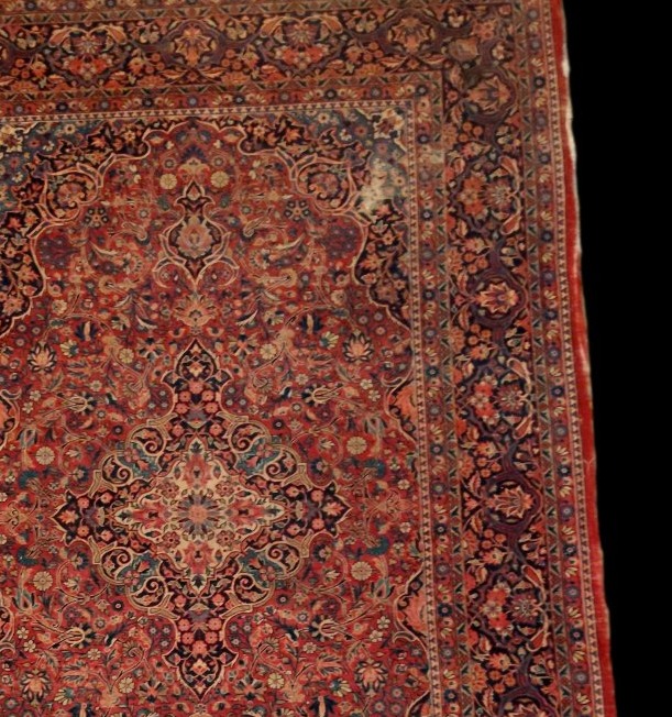 Floral Kashan Rug, 132 X 202 Cm, Finely Hand-knotted Wool From Iran, Mid-20th Century-photo-2