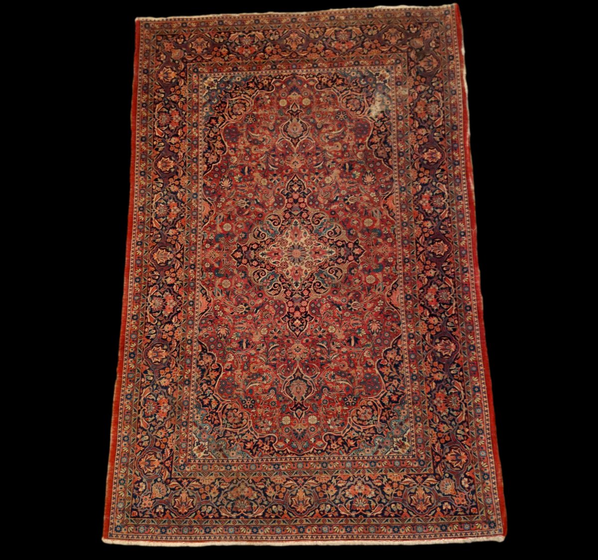Floral Kashan Rug, 132 X 202 Cm, Finely Hand-knotted Wool From Iran, Mid-20th Century