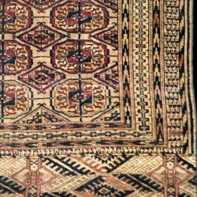 Tapis Tekké, 124 x 187 cm, laine sur laine nouée main vers 1900 par une tribu Tekké-photo-6