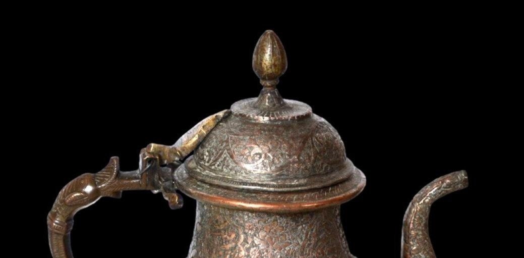 Aiguière en bronze ouvragé,  Aftabé, Asie centrale, de la seconde partie du XIXème siècle-photo-5
