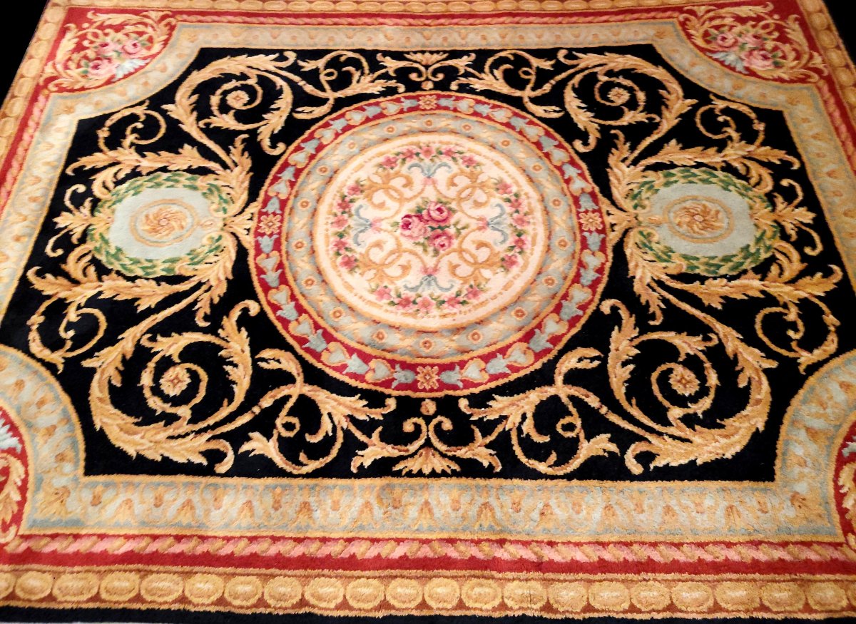 Rug, Hand-knotted Wool, In The Savonnerie Style, 223 X 300 Cm, Circa 1980, In Perfect Condition-photo-3