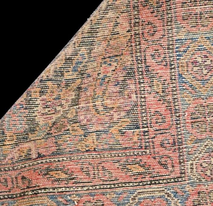 Tapis Senneh, 127 x 187 cm, laine nouée main sous la dynastie Kadjar, décor de botehs, XIXème S-photo-6