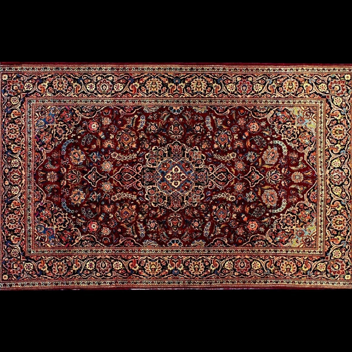 Tapis Sarough, 132 x 202 cm, laine kork nouée main en Iran vers 1930, très bel état-photo-3