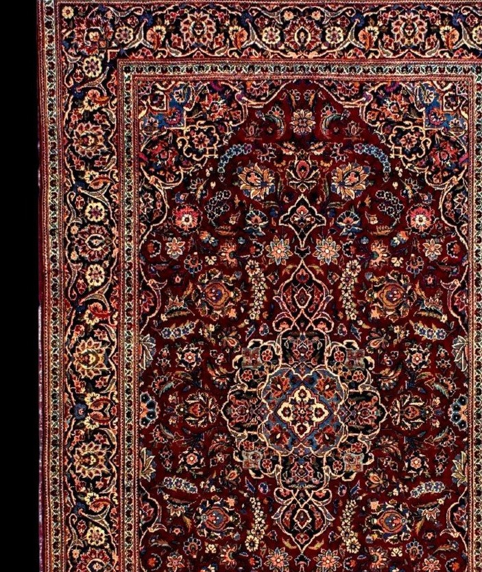 Tapis Sarough, 132 x 202 cm, laine kork nouée main en Iran vers 1930, très bel état-photo-2